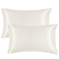 EHEYCIGA Satin King Pillow Cases Set of 2, Soft Pillowcases for Hair and Skin Similar to Silk, Cream Pillow Case 2 Pack with Envelope Closure, 20X40 Inches