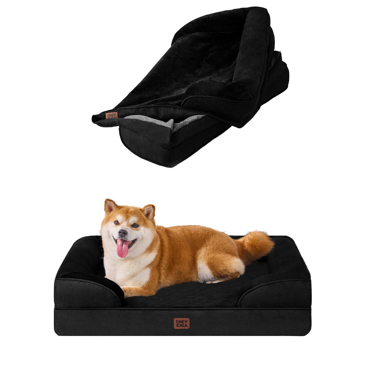 EHEYCIGA Orthopedic Dog Beds Large Sized Dog, Dog Bed Cover Replacement for Large Dog Bed, Black