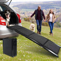 Extra Wide Dog Ramp for Large Dogs, 65" Foldable Aluminum Pet Car Ramp with Non-Slip Loofah Surface, 4-Fold Portable Dog Ramp for SUV Trucks High Beds, Joint-Friendly Gentle Incline