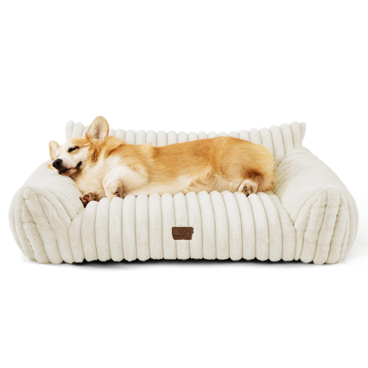 Bedsure ComfyFleece™ Shown on TV Cute Dog Couch for Medium Dogs,36in Cream