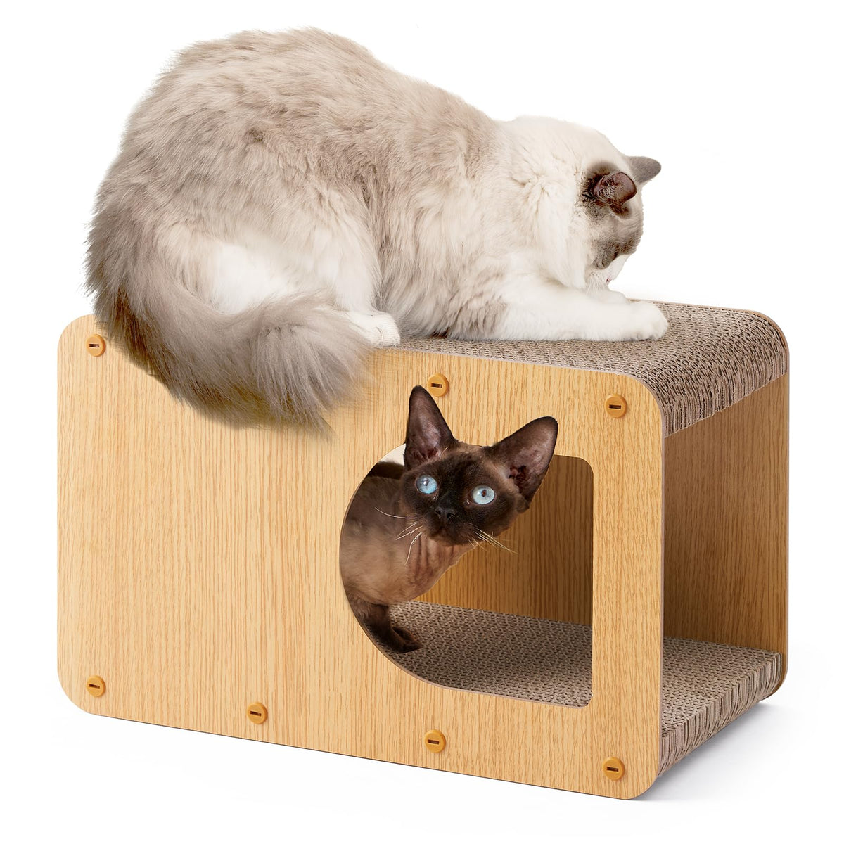 EHEYCIGA Cardboard Cat Scratcher House, 17-Inch Cat Scratch pad, Brown