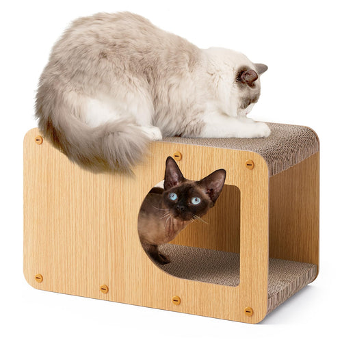 EHEYCIGA Cardboard Cat Scratcher House, 17-Inch Cat Scratch pad, Brown