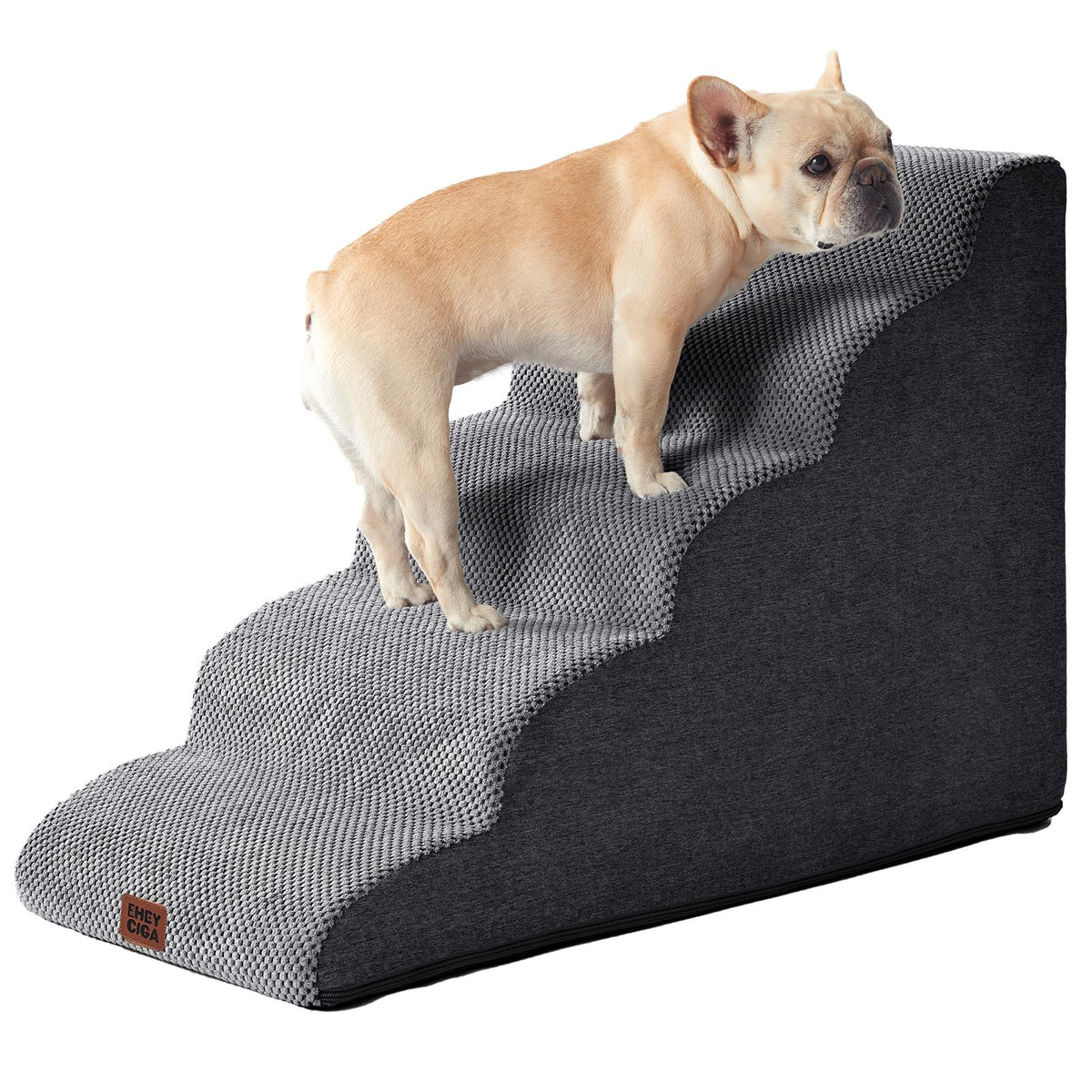 EHEYCIGA Curved Dog Stairs Ramp, 5-Step High Beds, 22.6" H Pet Step