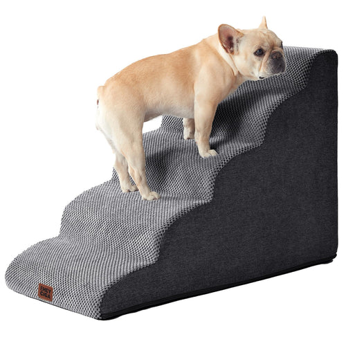 EHEYCIGA Curved Dog Stairs Ramp, 5-Step High Beds, 22.6" H Pet Step