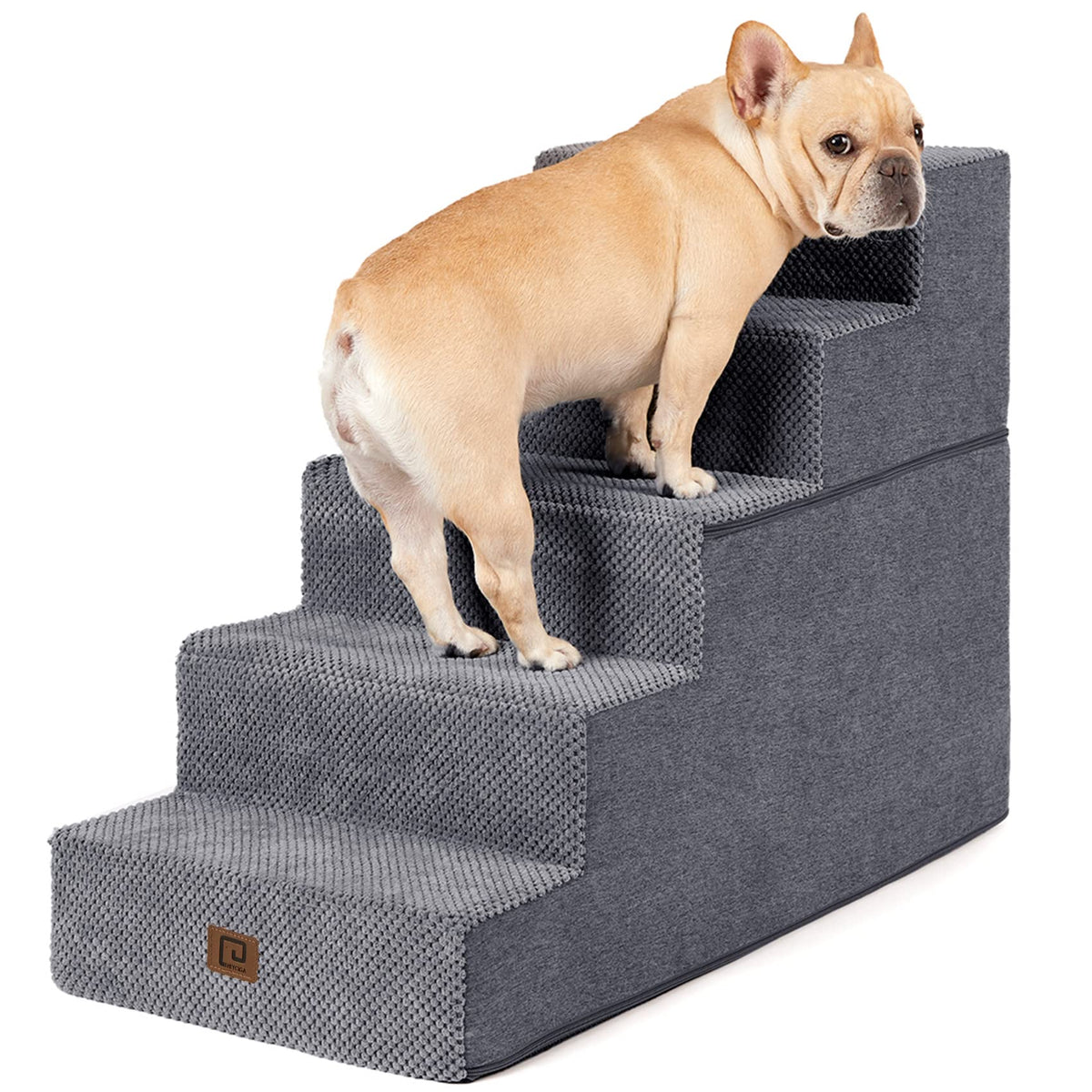 EHEYCIGA Dog Stairs for High Bed 22.5" H, 5-Step Dog Steps, Grey