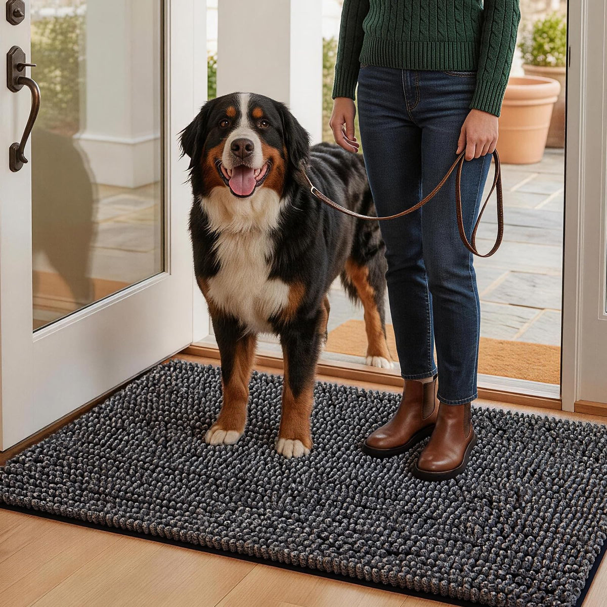 EHEYCIGA 36x24 Super Absorbent Dog Door Mat for Muddy Paws Entryway Rug