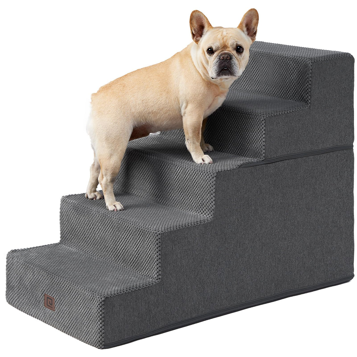 EHEYCIGA Dog Stairs for High Bed 25" H, Extra Wide Dog 5-Step, Grey